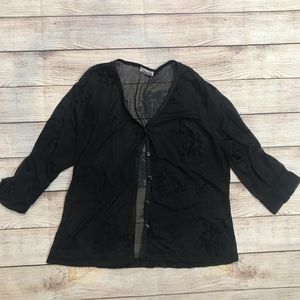 Identity Sheer floral top black